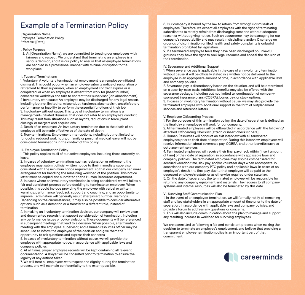 Example of two cancellation policies